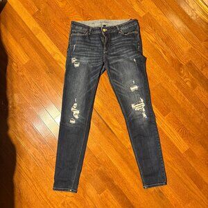 White House Black Market Skinny Jeans Size 10 Long Sparkle Distressed High Rise